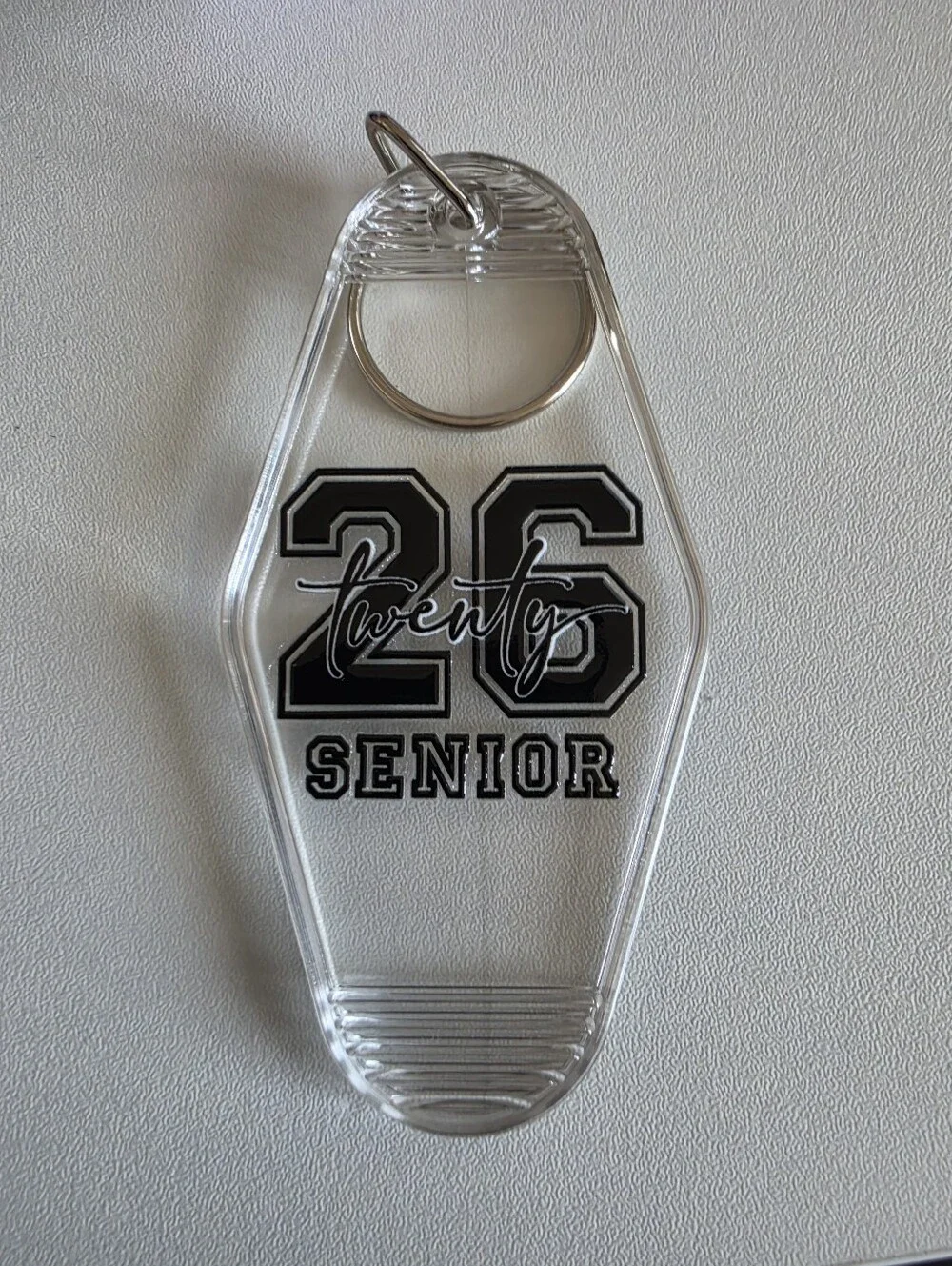 2026 Senior : Clear Motel Keychain - Black Print